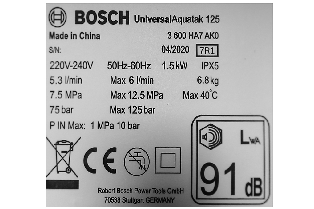 Mua máy phun xịt rửa áp lực cao Bosch Universal AQT 125 1500W