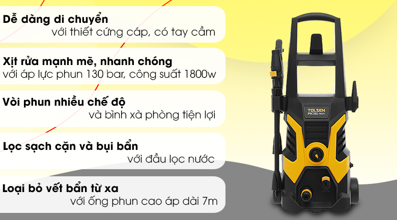 Máy phun xịt rửa áp lực cao Tolsen 79571 1800W