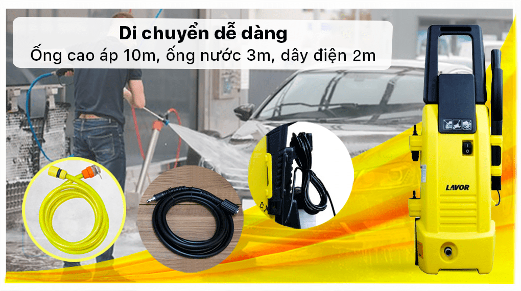 Máy xịt rửa áp lực cao Lavor Ninja 1800W - Plus130 - Di chuyển dễ dàng Máy xịt rửa áp lực cao Lavor Ninja 1800W - Plus130 - Di chuyển dễ dàng