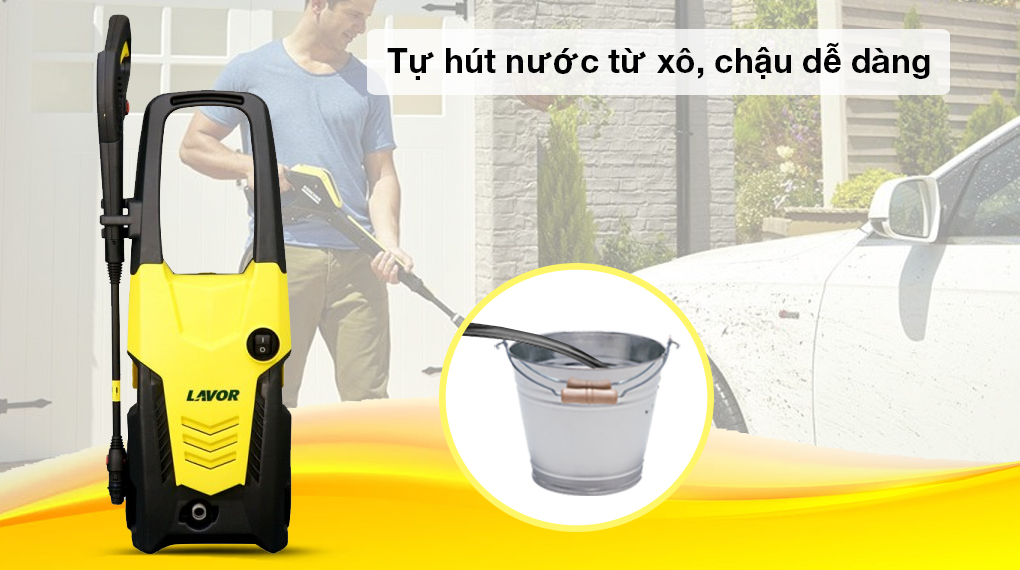 Máy xịt rửa áp lực cao Lavor 2000W Ikon140 - Máy xịt rửa Lavor có khả năng tự hút nước từ nhiều nguồn khác nhau kể cả xô, chậu