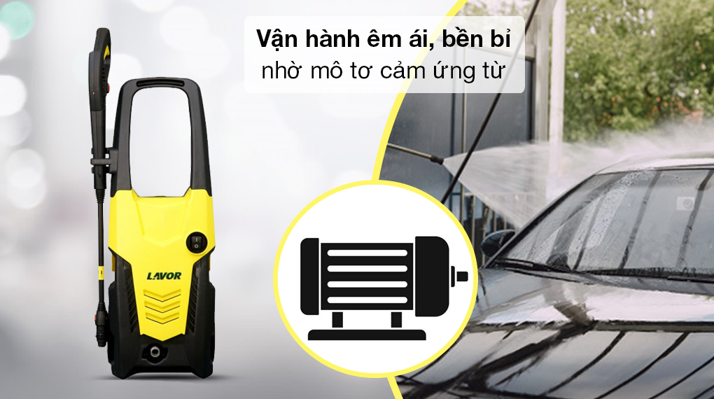 Máy xịt rửa áp lực cao Lavor 2000W Ikon140 - Vận hành êm ái với công nghệ mô tơ cảm ứng từ