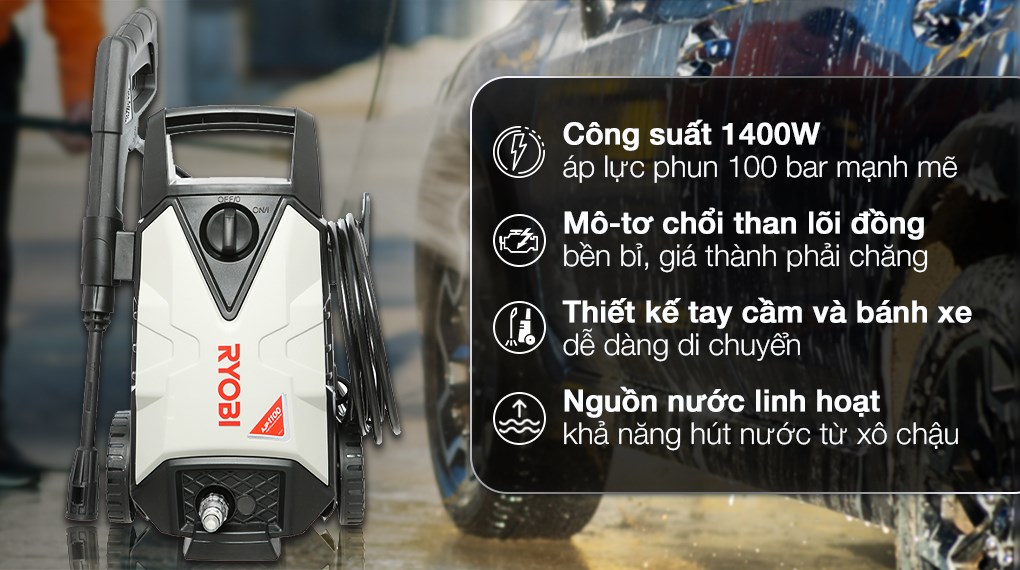Máy phun xịt rửa áp lực cao Ryobi AJP-1100 1400W