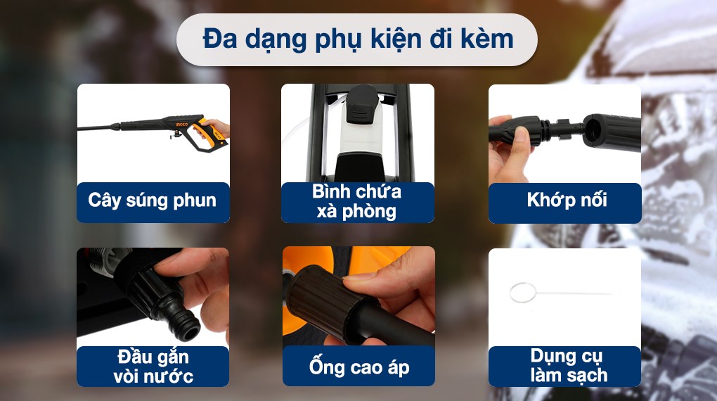 Máy phun xịt rửa áp lực cao Ingco HPWR18008 1800W