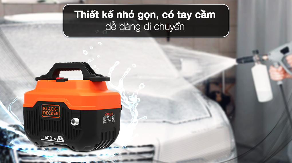 Máy phun xịt rửa áp lực cao Black&Decker BEPW1600H-B1 1300W - Thiết kế