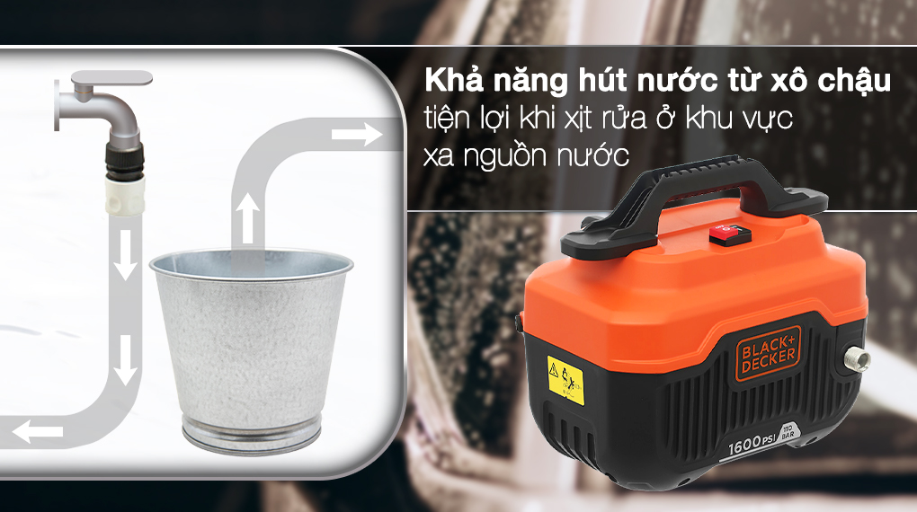 Máy phun xịt rửa áp lực cao Black&Decker BEPW1600H-B1 1300W - Tiện ích