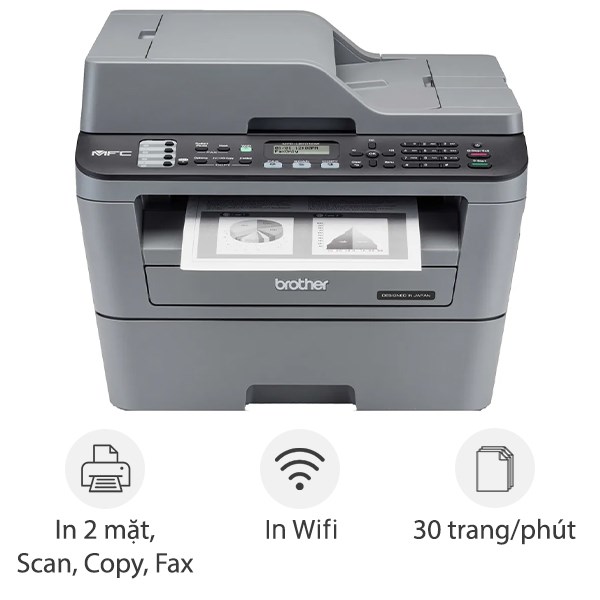 Máy in laser trắng đen đa năng Brother MFC-L2701DW wifi