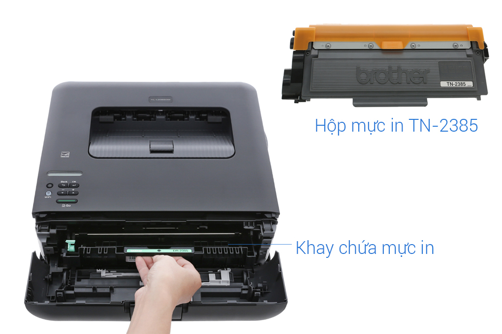 Máy in laser trắng đen đơn năng Brother HL-L2366DW Wifi Màu Xám