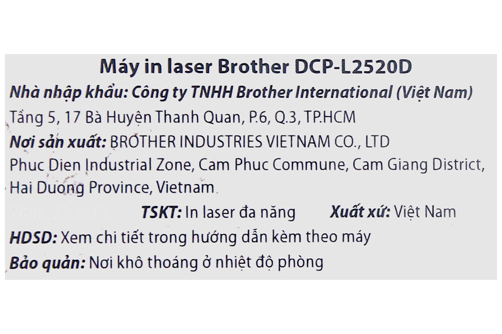 Máy in laser trắng đen đa năng Brother DCP-L2520D Màu Xám
