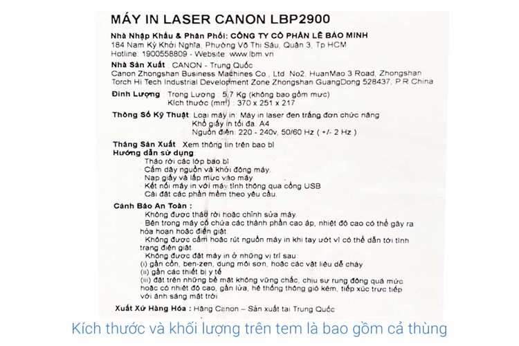 Máy in laser trắng đen đơn năng Canon LBP2900 Màu Trắng