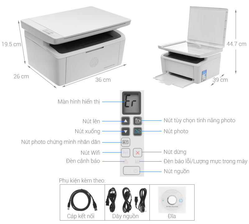 Máy in đa năng HP LaserJet Pro MFP M28w W2G55A Wifi