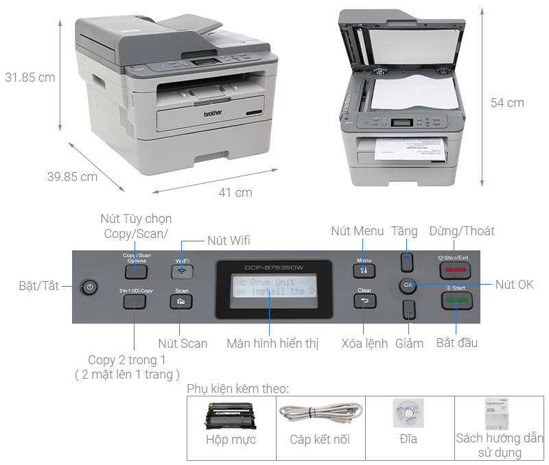 Máy in Laser đa năng trắng đen Brother DCP-B7535DW