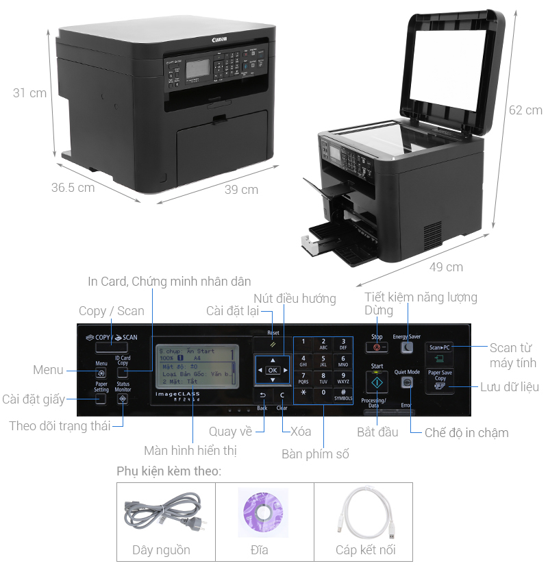 Máy in laser trắng đen đa năng Canon MF241d