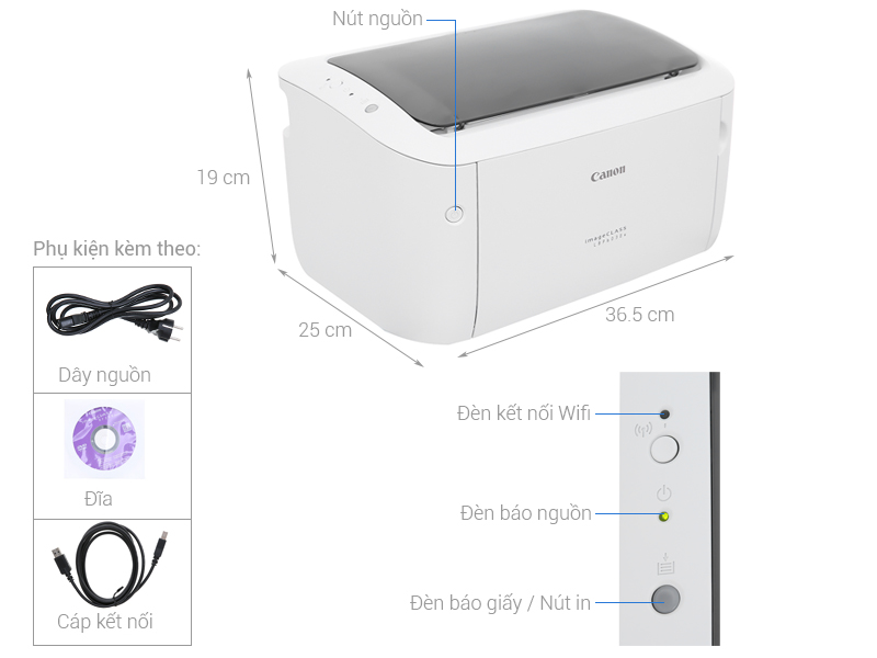 Máy In Laser Trắng Đen Laser Canon LBP 6030W Wifi