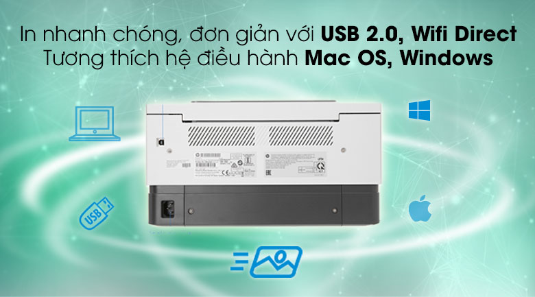 Máy In Laser Trắng Đen HP Neverstop Laser 1000w Wifi (4RY23A)