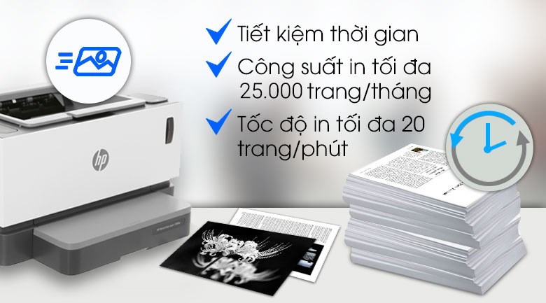 Máy In Laser Trắng Đen HP Neverstop Laser 1000w Wifi (4RY23A)