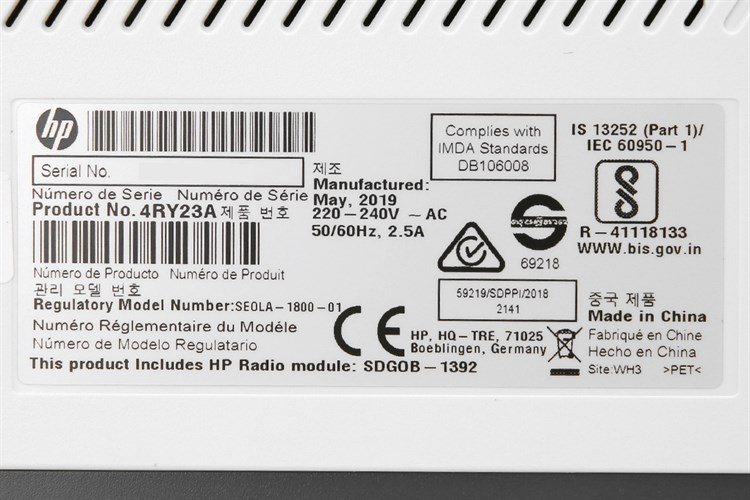 Máy In Laser Trắng Đen HP Neverstop Laser 1000w Wifi (4RY23A) Màu Trắng