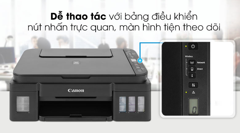 Máy in phun màu đa năng In-Scan-Copy Canon PIXMA G3010 - Bảng điều khiển máy in được chỉ dẫn rõ ràng