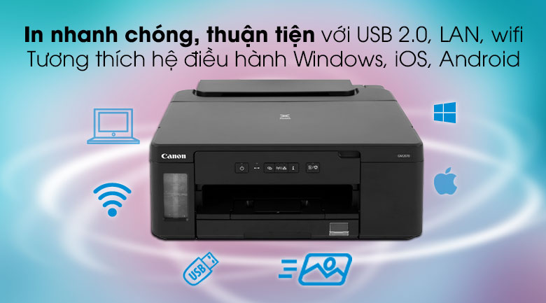 Máy in phun màu Canon PIXMA GM2070 - Hỗ trợ kết nối Wifi 