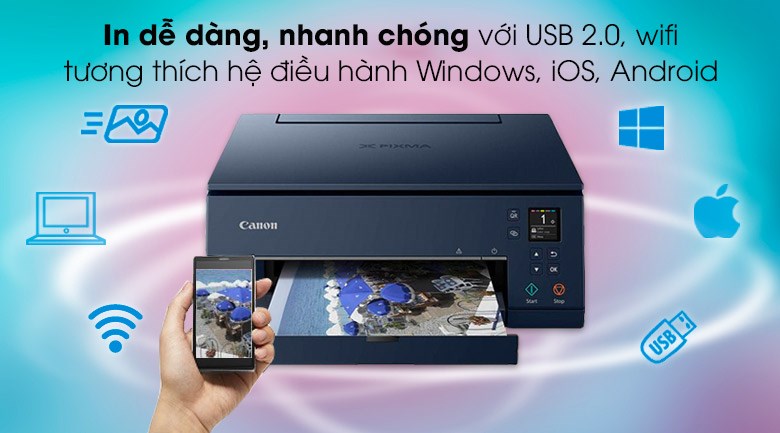Máy In Ảnh Phun Màu Canon PIXMA TS6370 Wifi