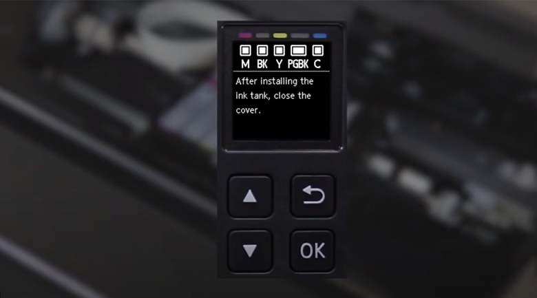Kiểm tra hiển thị hộp mực trên màn hình - Máy in ảnh màu đa năng In Scan Copy Canon PIXMA TS6370 Wifi