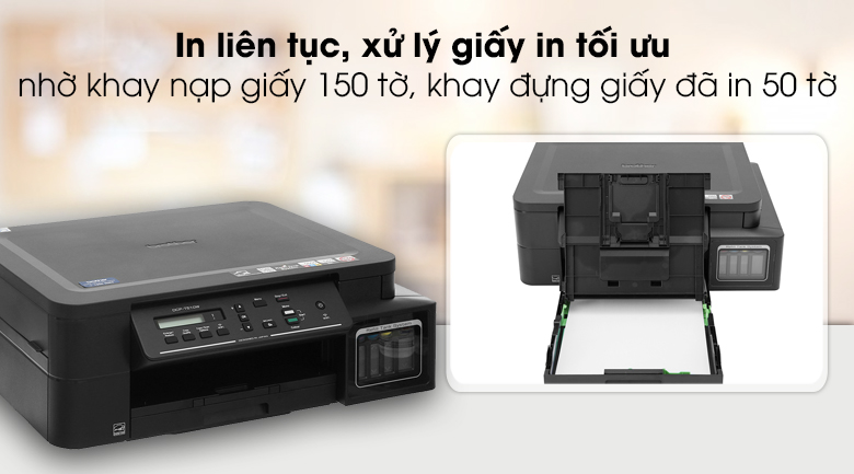 Máy in phun màu đa năng In-Scan-Copy Brother DCP-T510W - Khay nạp giấy in chứa được 150 tờ, khay chứa giấy đã in 50 tờ