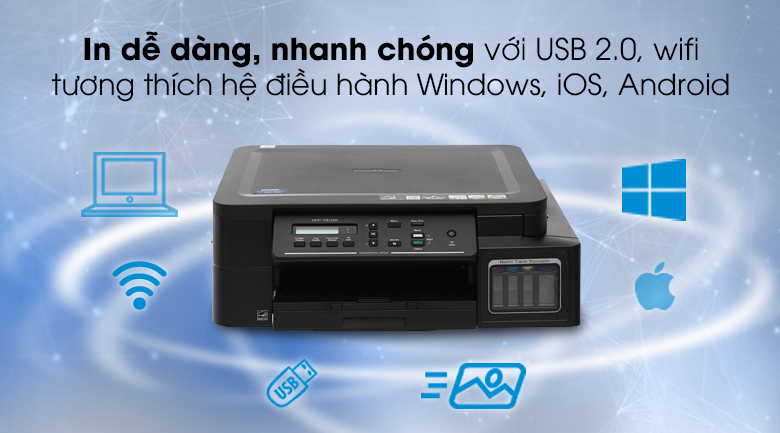 Máy in phun màu đa năng In-Scan-Copy Brother DCP-T510W - Hỗ trợ kết nối wifi