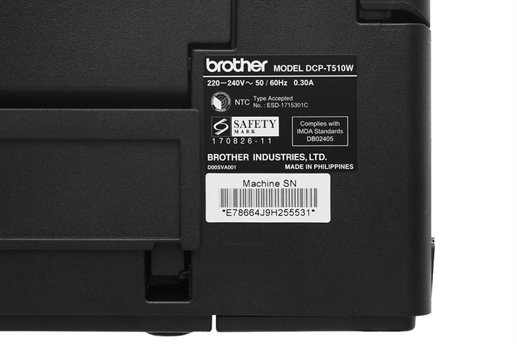 Máy In Phun Màu Brother đa năng in scan copy DCP-T510W Wifi Màu Đen