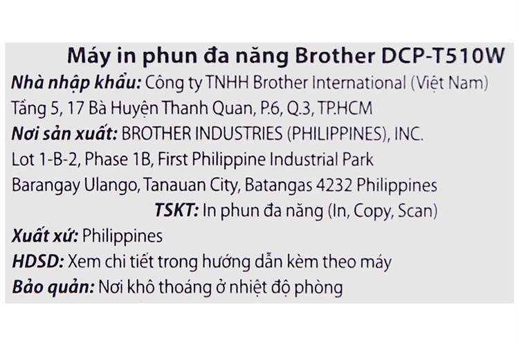 Máy In Phun Màu Brother đa năng in scan copy DCP-T510W Wifi Màu Đen