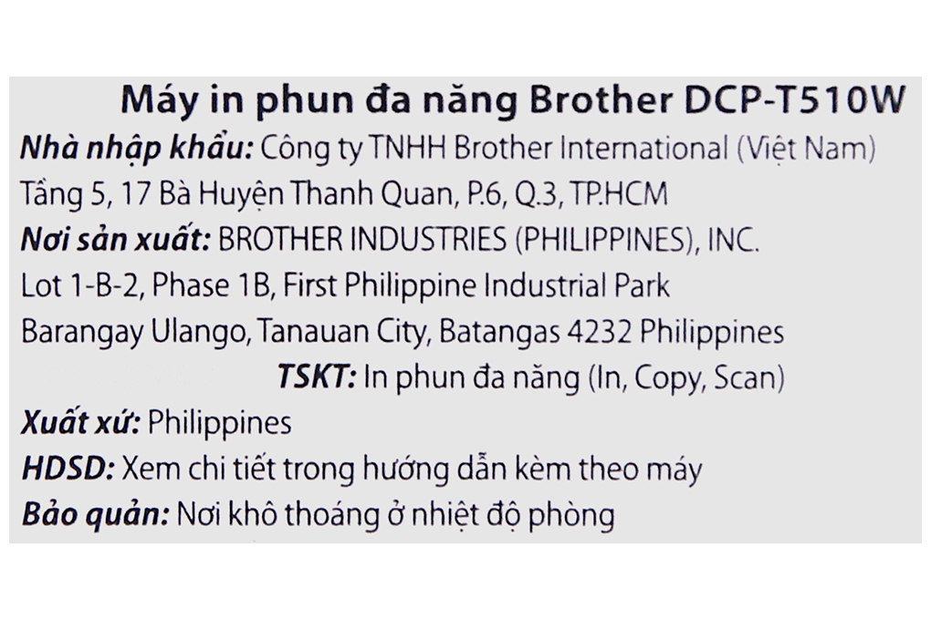 Máy In Phun Màu Brother đa năng in scan copy DCP-T510W Wifi Màu Đen