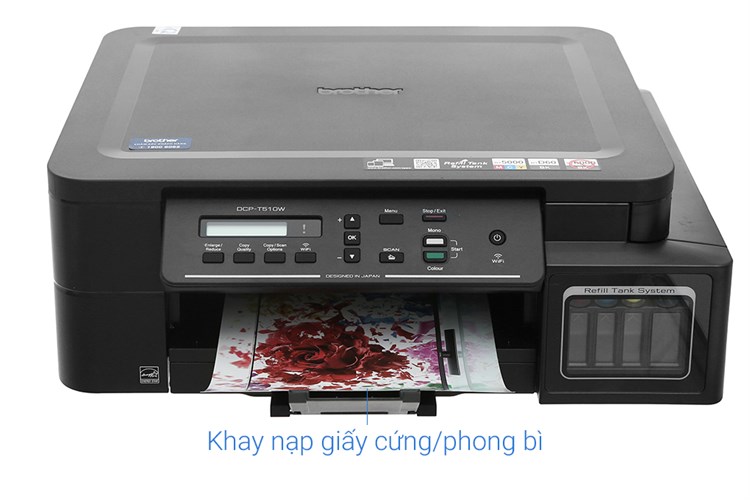 Máy In Phun Màu Brother đa năng in scan copy DCP-T510W Wifi Màu Đen