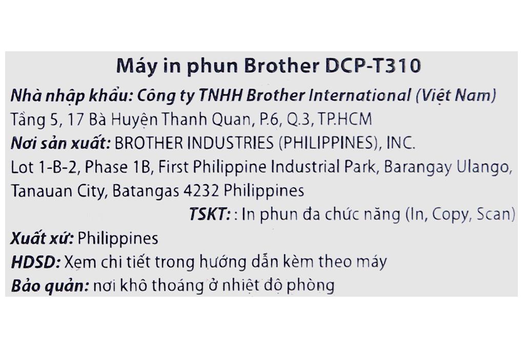 Máy In Phun Màu Brother đa năng in scan copy DCP-T310 Màu Đen