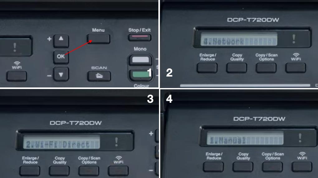 Máy in phun màu đa năng In-Scan-Copy Brother DCP-T720DW - Wifi Direct 