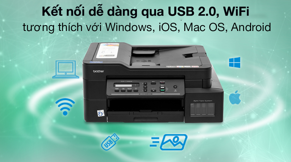 Máy In Phun Màu Đa Năng Brother DCP-T720DW - Kết nối