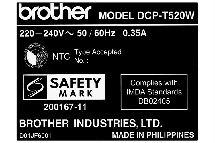 Máy in phun màu đa năng Brother DCP-T520W Wifi Màu Đen