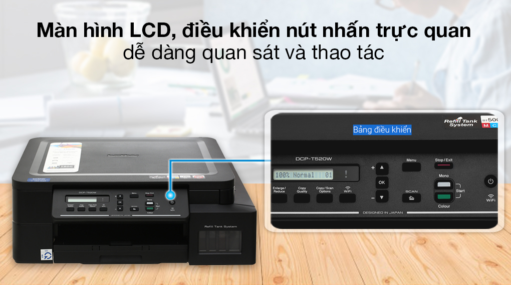 Máy in phun màu đa năng In-Scan-Copy Brother DCP-T520W - Màn hình LCD