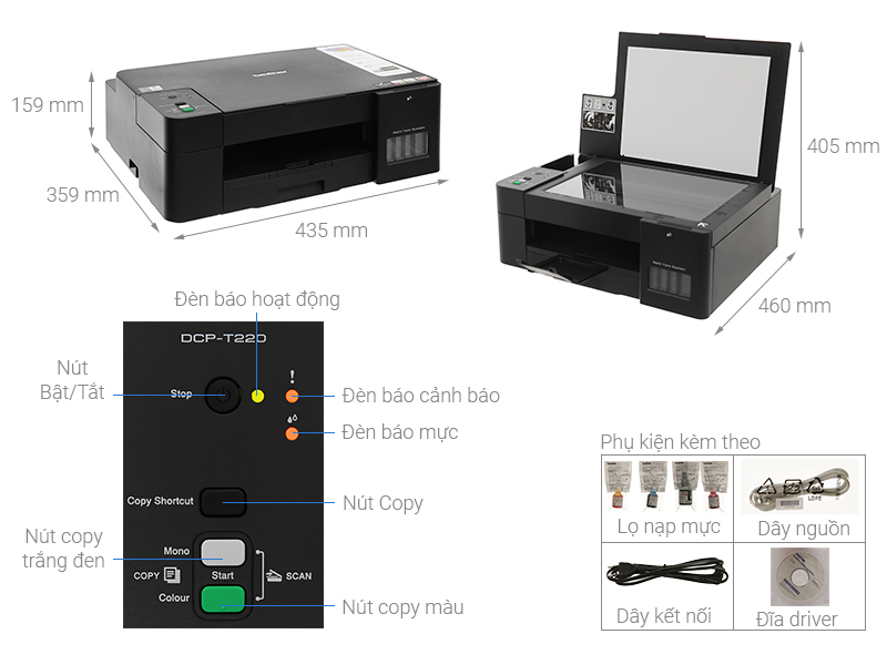 Máy in phun màu đa năng Brother DCP-T220