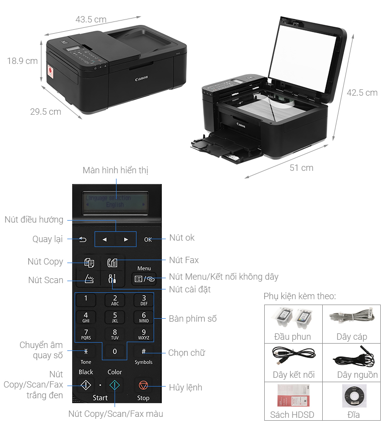 Máy in phun màu Canon TR4570S đa năng In-scan-copy-fax WiFi