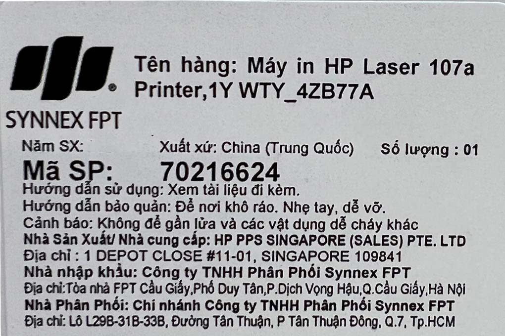 Máy in Laser Trắng Đen HP 107a (4ZB77A)