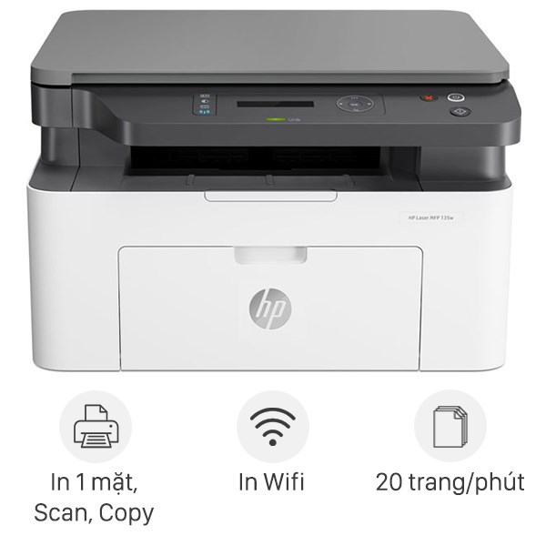 Máy in Laser Trắng đen HP đa năng In scan copy LaserJet MFP 135w WiFi (4ZB83A)