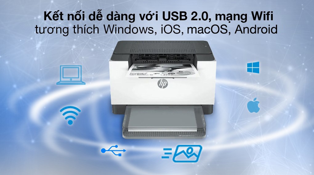 Máy in laser trắng đen đơn năng HP LaserJet M211dw Wifi (9YF83A)
