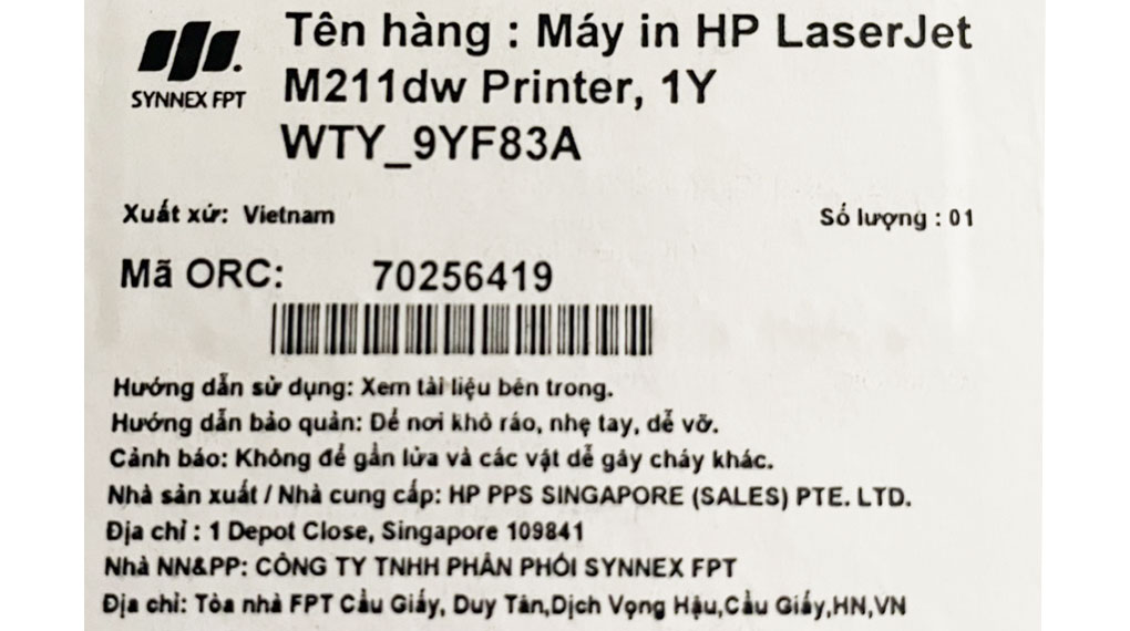 Máy in laser trắng đen đơn năng HP LaserJet M211dw Wifi (9YF83A) Màu Trắng