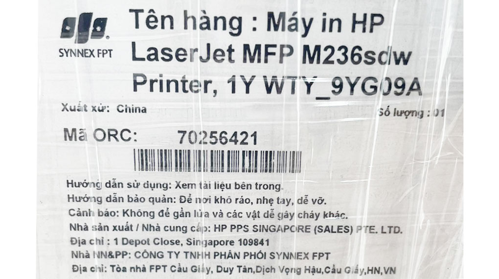 Máy in laser trắng đen đa năng HP LaserJet MFP M236sdw Wifi (9YG09A) Màu Trắng