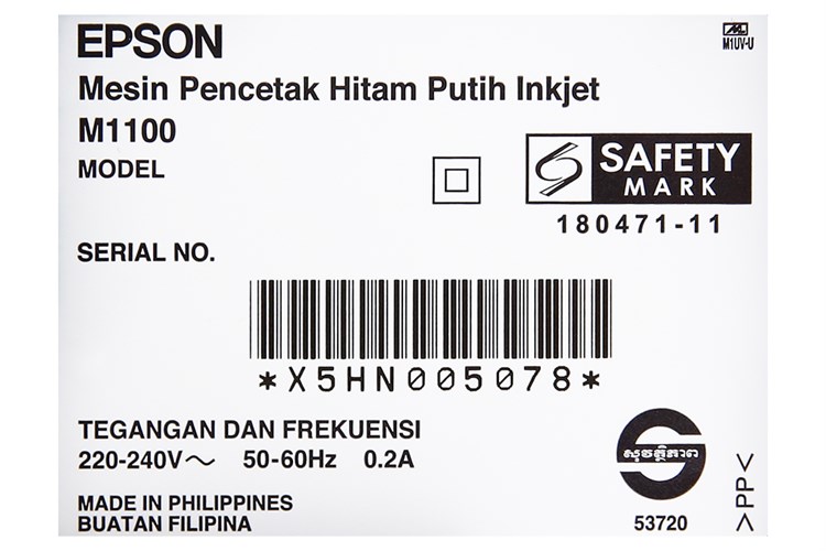 Máy In Phun Trắng Đen Đơn Năng Epson M1100 (C11CG95501) Màu Trắng