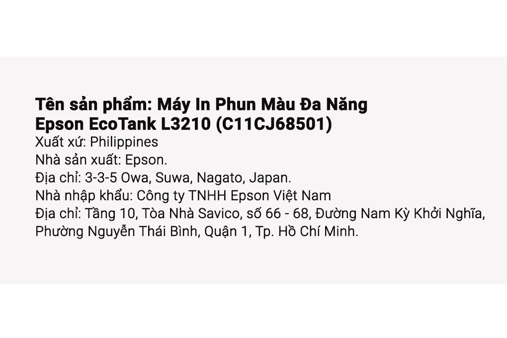 Máy In phun Màu Đa Năng Epson EcoTank L3210 (C11CJ68501) Màu Đen