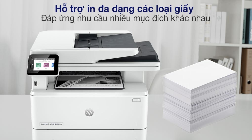 Máy In Laser Trắng Đen Đa Năng HP 4103fdw Wifi (2Z629A)