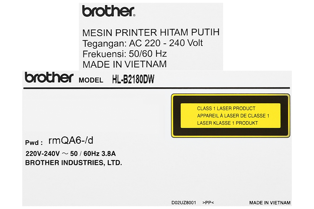 Máy in laser trắng đen đơn năng Brother HL-B2180DW Wifi Màu Trắng