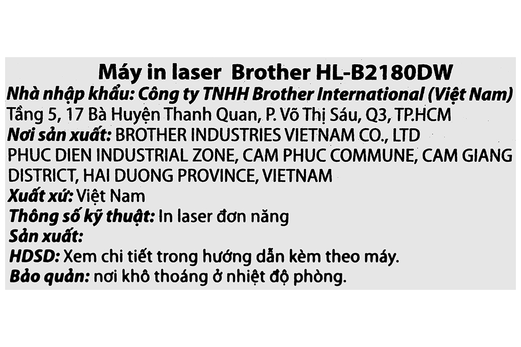 Máy in laser trắng đen đơn năng Brother HL-B2180DW Wifi Màu Trắng