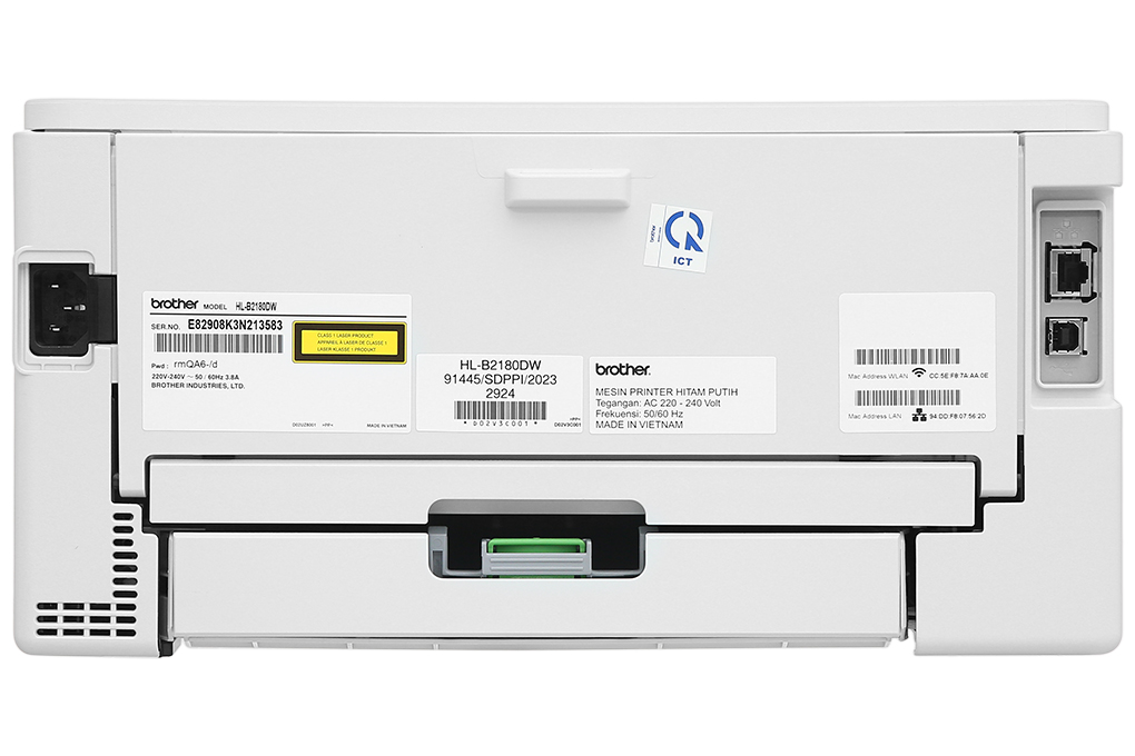 Máy in laser trắng đen đơn năng Brother HL-B2180DW Wifi Màu Trắng