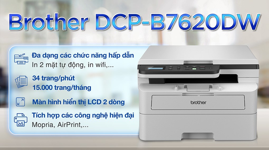 Máy in laser trắng đen đa năng Brother DCP-B7620DW Wifi