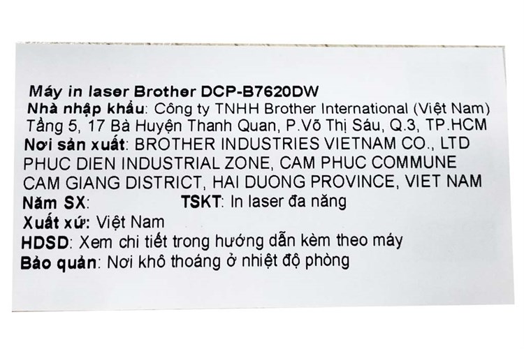 Máy in laser trắng đen đa năng Brother DCP-B7620DW Wifi Màu Trắng